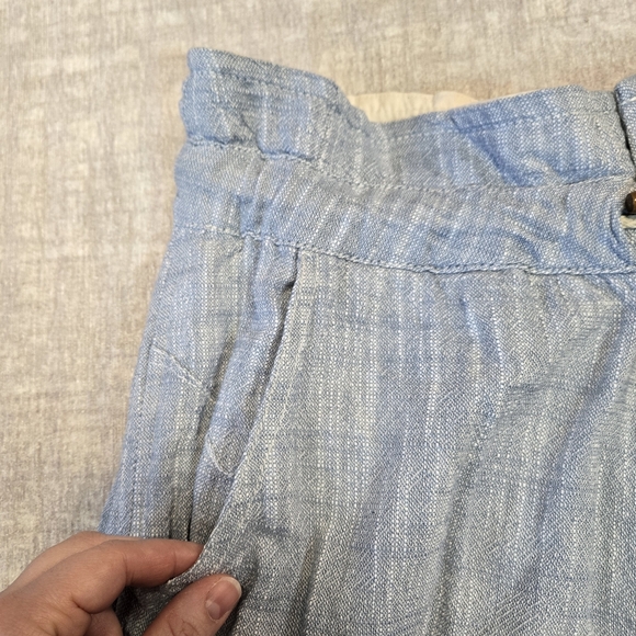 Light Blue Free People Paper Bag Linen Blend Pants Size M - Picture 5 of 12
